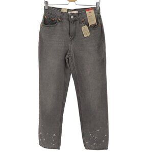 Levis Womens 26 Low Pro Straight Leg Mid Rise Gray Bleached Denim Jeans NEW